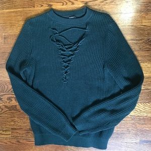 Green Cage front Sweater